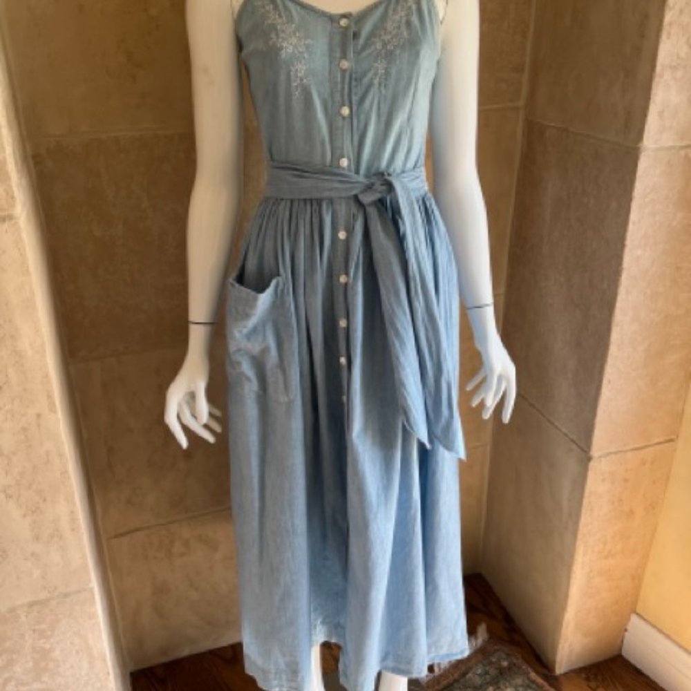 *Vintage* Chambray Embroidered Sun Dress